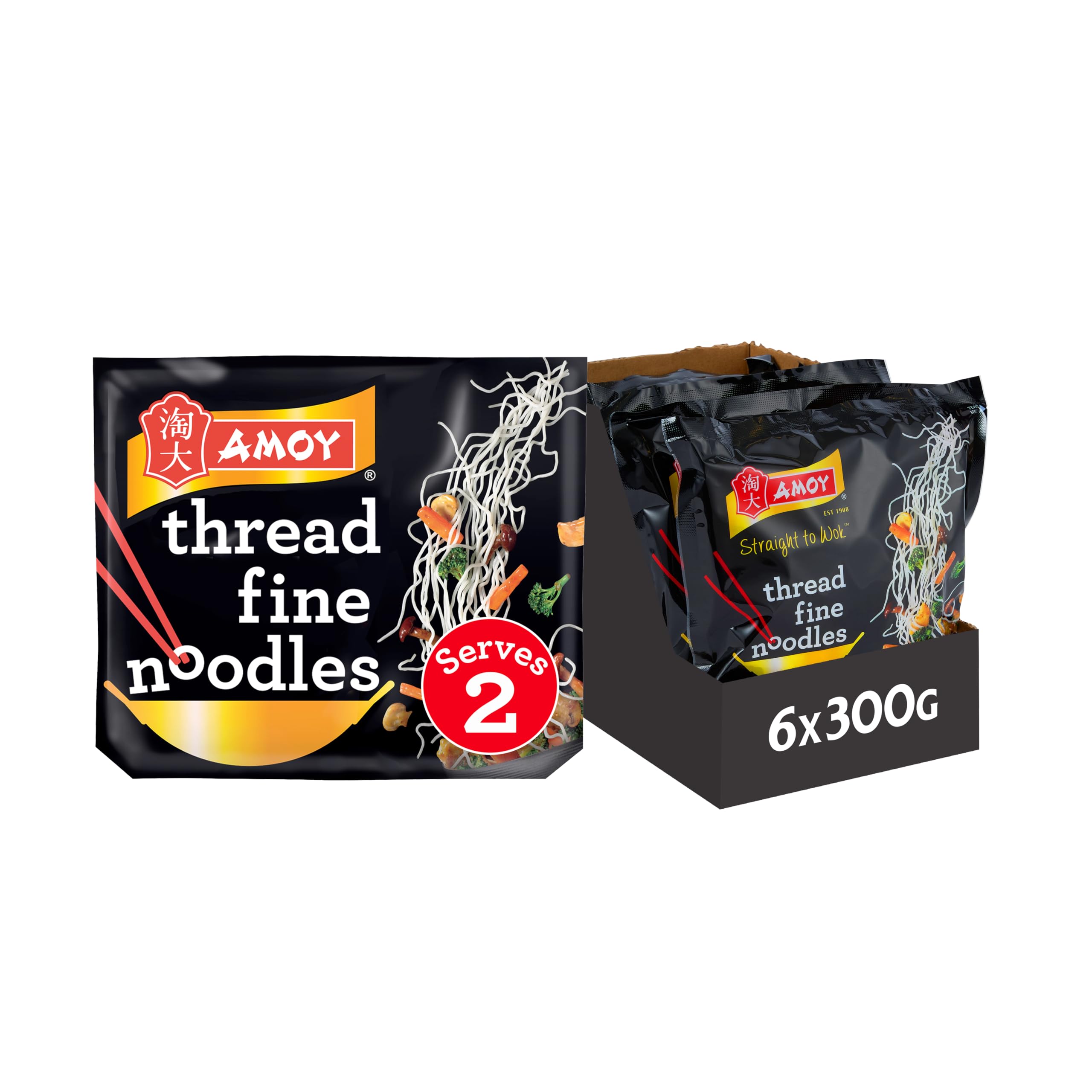 Amoy Straight to Wok Thread Fine Noodles 6 x 300g
