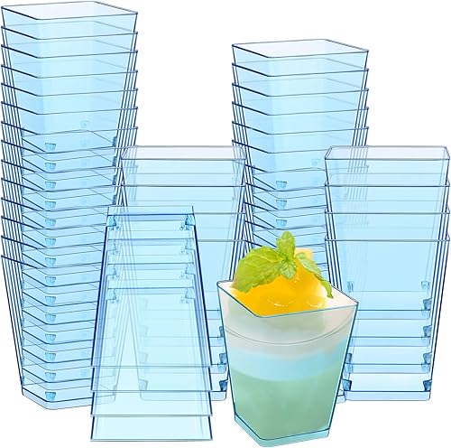Miniatura 8 de Mifoci Vasos de plástico de 5 onzas para aperitivos para fiestas, mini tazones cuadrados desechables para postre, cuencos transparentes para pudín,