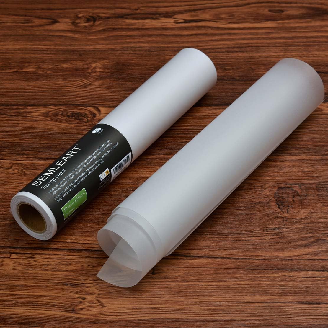 SEMLEART Ar's Transparentpapierrolle, 14,5 kg/50 g/m², 25,4 cm x 22,7 m, durchscheinendes Transparentpapier für Bleistift, Marker und Tinte, Zeichnen, Zeichnen, Zeichnen
