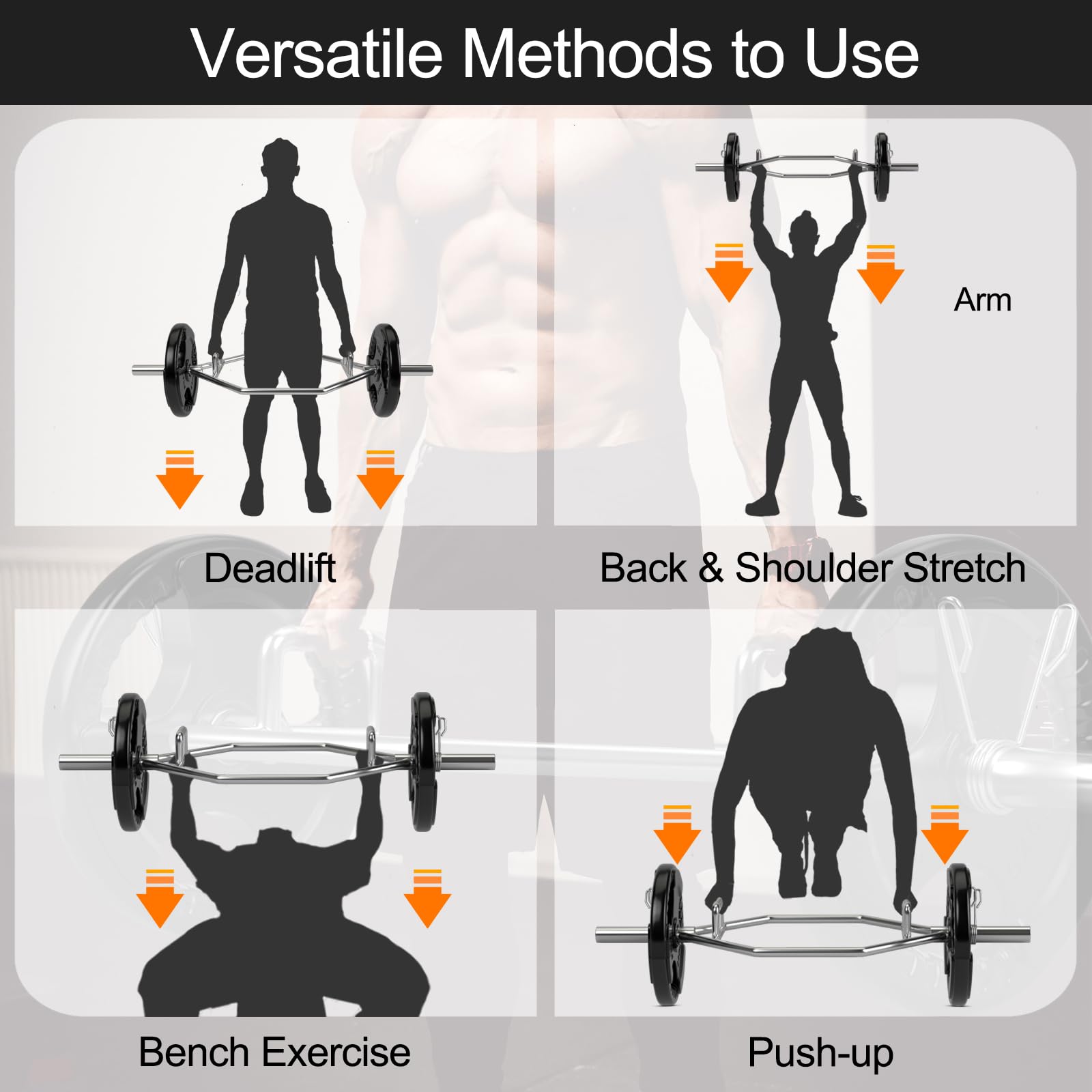 KOMFOTTEU Trap Bar, Manubrio Esagonale con Manico Pieghevole, Barbell Barra Olimpica, Hex Bar Deadlift in Acciaio con Chiusura a Molla, fino a 363 kg per Casa e Palestra, Ø 50 mm