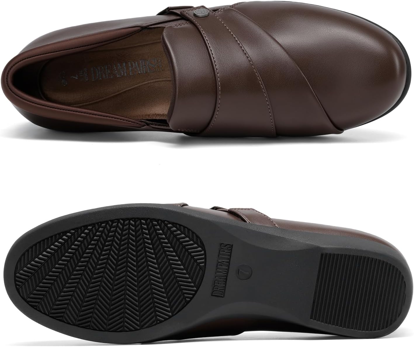 DREAM PAIRS Loafers for Women Slip-on Dressy Comfortable Business Casual Work Office Faux Leather Loafer Shoes with Arch Support,Size 8.5,All Brown,DWUMLS2530 - Image 9