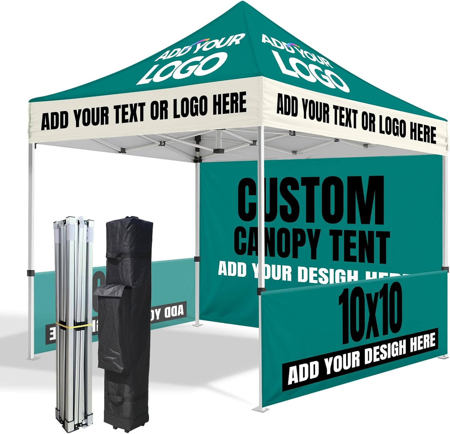 Custom Canopy Tent 10x10 with Logo - Personalized Pop Up Vendor Tent Business Tents for Trade Show Events, Water-Repellent Nano-Grade Fabric Heavy Duty for Logo Business