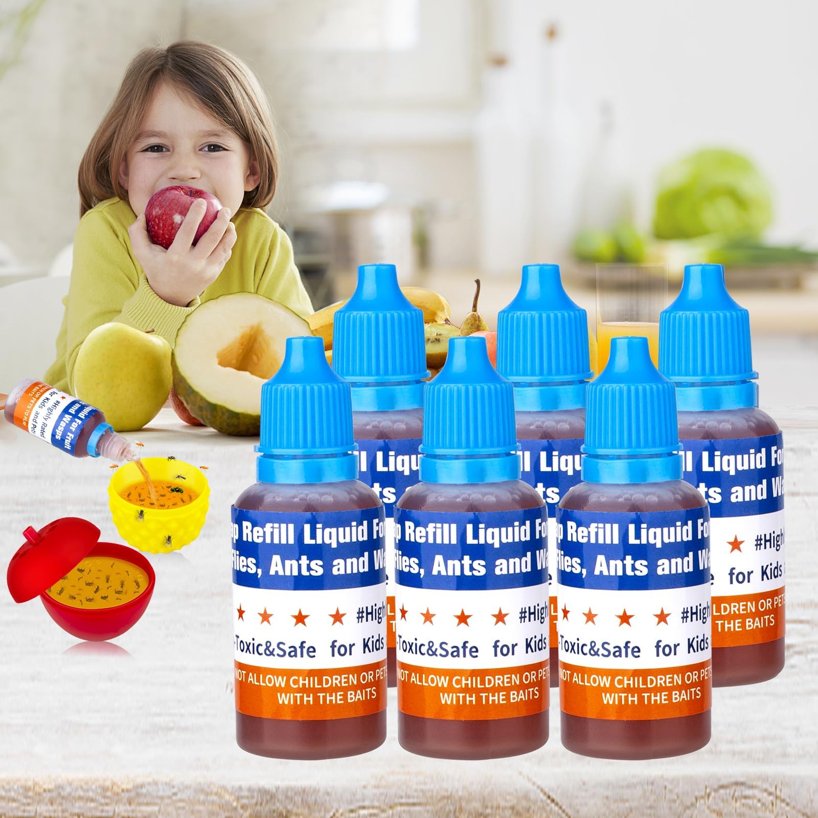 TERRO T515 Wasp & Fly Trap Plus Fruit Fly Refill, 1 Pack