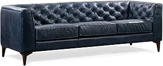 POLY & BARK Essex 89” Full-Grain Italian Leather Sofa – Tufted Back, Fea...