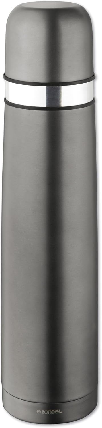 Isosteel Duo 9901DAT Top 1 Litre Vacuum Flask, Stainless Steel, Titan/Grey, 8.2 x 7.7 x 35.5 cm: Home & Kitchen