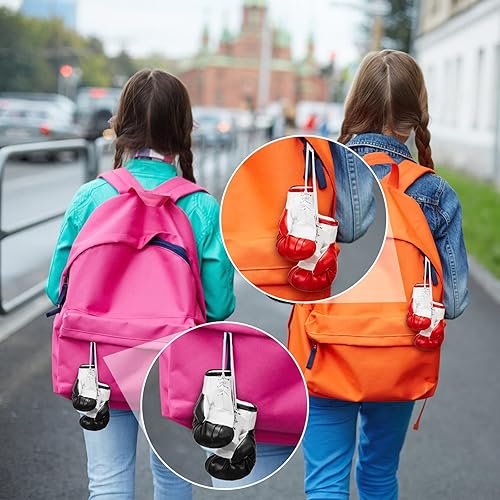 Miniatura 5 de 4 pares de mini guantes de boxeo en miniatura, llavero de guante de boxeo para espejo de coche, hogar, accesorios de decoración colgantes