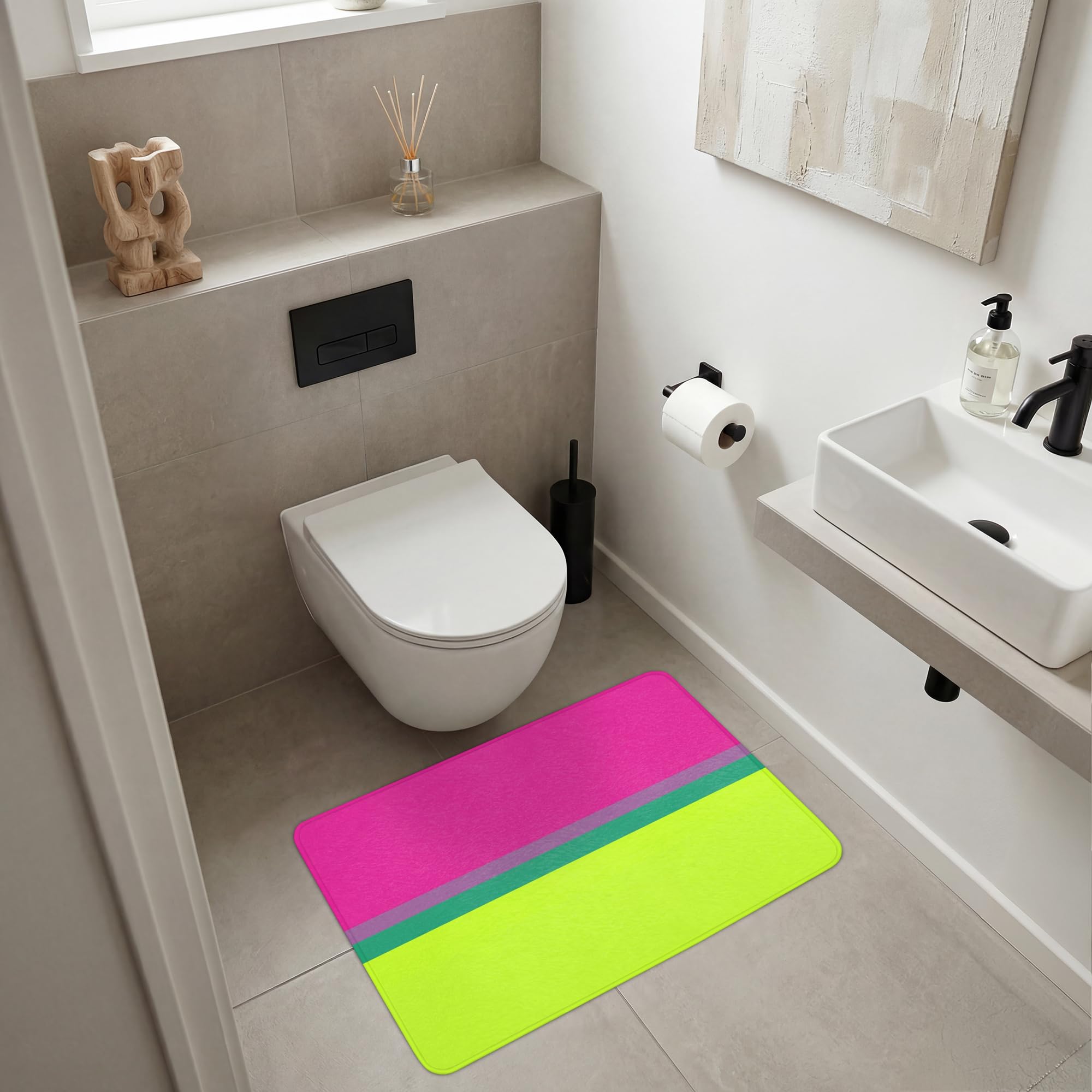 Alfombras Baño Rectangular 90x60 cm Alfombra Ducha Lavable Tapete Bath Mat Non Slip Antideslizante Bathroom Decoracion Shower Rayas - Moderno - Colorido