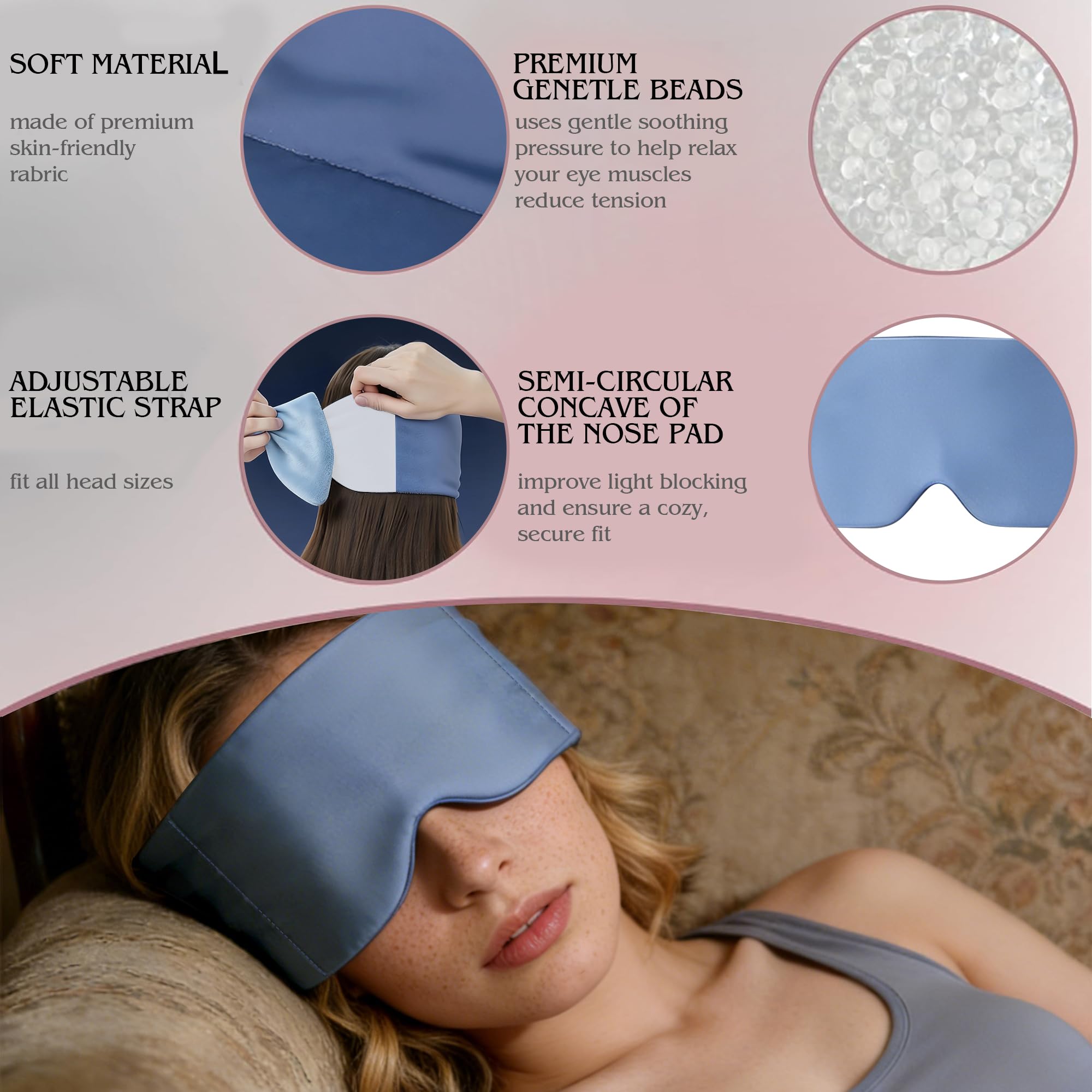 Weighted Sleep Mask for Side Sleepers, 100% Blackout Eye Mask for Sleeping with Adjustable Strap, Dual-Sided Cooling Silk & Warm Cotton Blindfold, Zero Pressure Eye Cover for Travel, Nap & Yoga — Amazon image 3