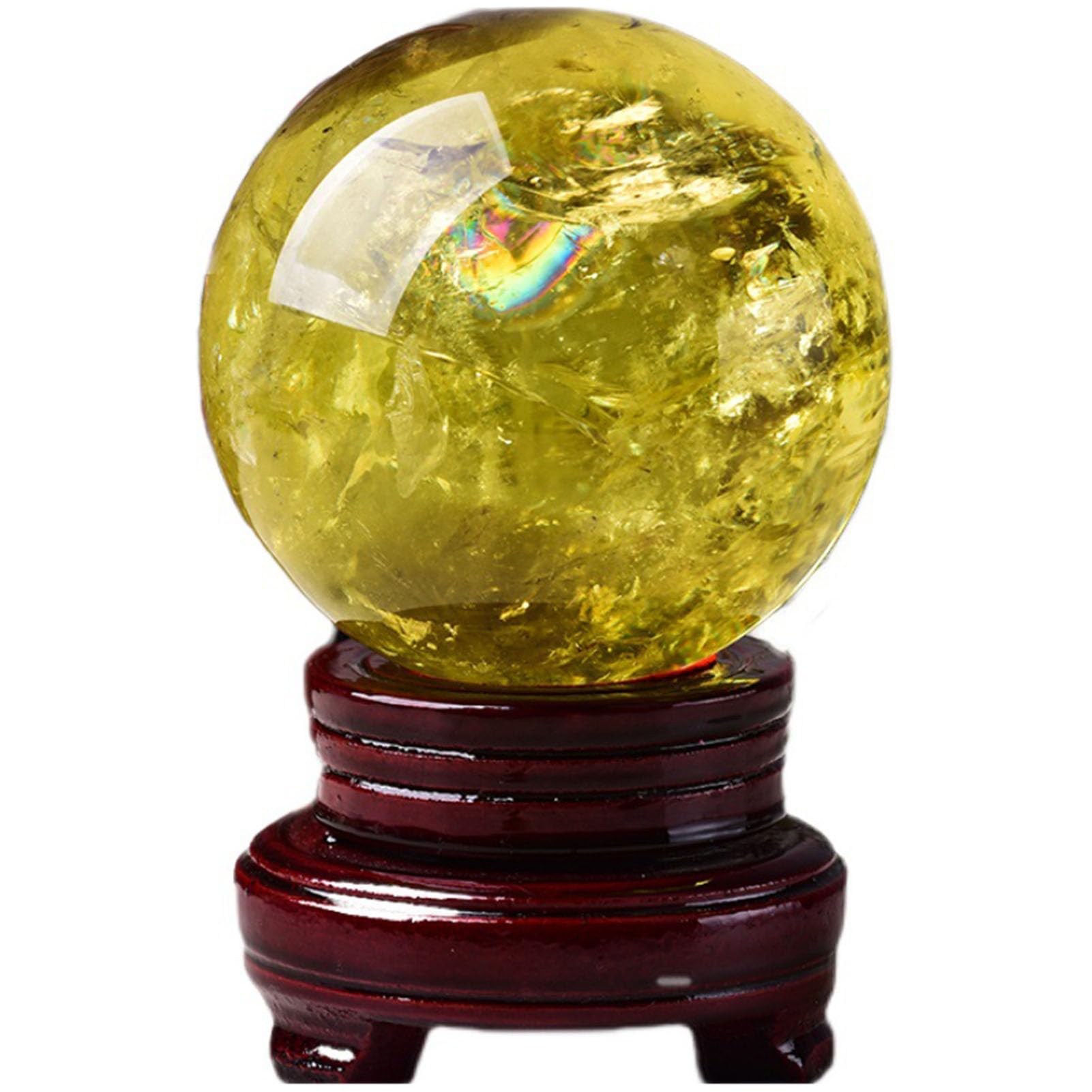 Zooeeyll Natural Healing Citrine Crystal Sphere with Stand, Feng Shui Decor