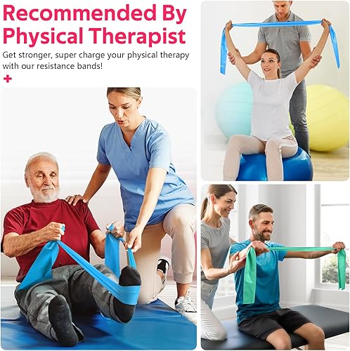 Miniatura 5 de Bandas de resistencia para entrenamiento, bandas de ejercicio para terapia física, estiramiento, recuperación, pilates, rehabilitación, Verde, azul,