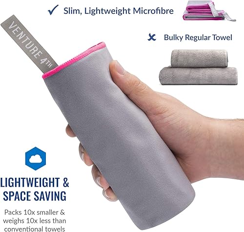 Vista 36 de VENTURE 4TH Toalla de viaje de secado rápido – Toallas de microfibra ultra suaves de secado rápido – esencial para camping, mochilero, yoga