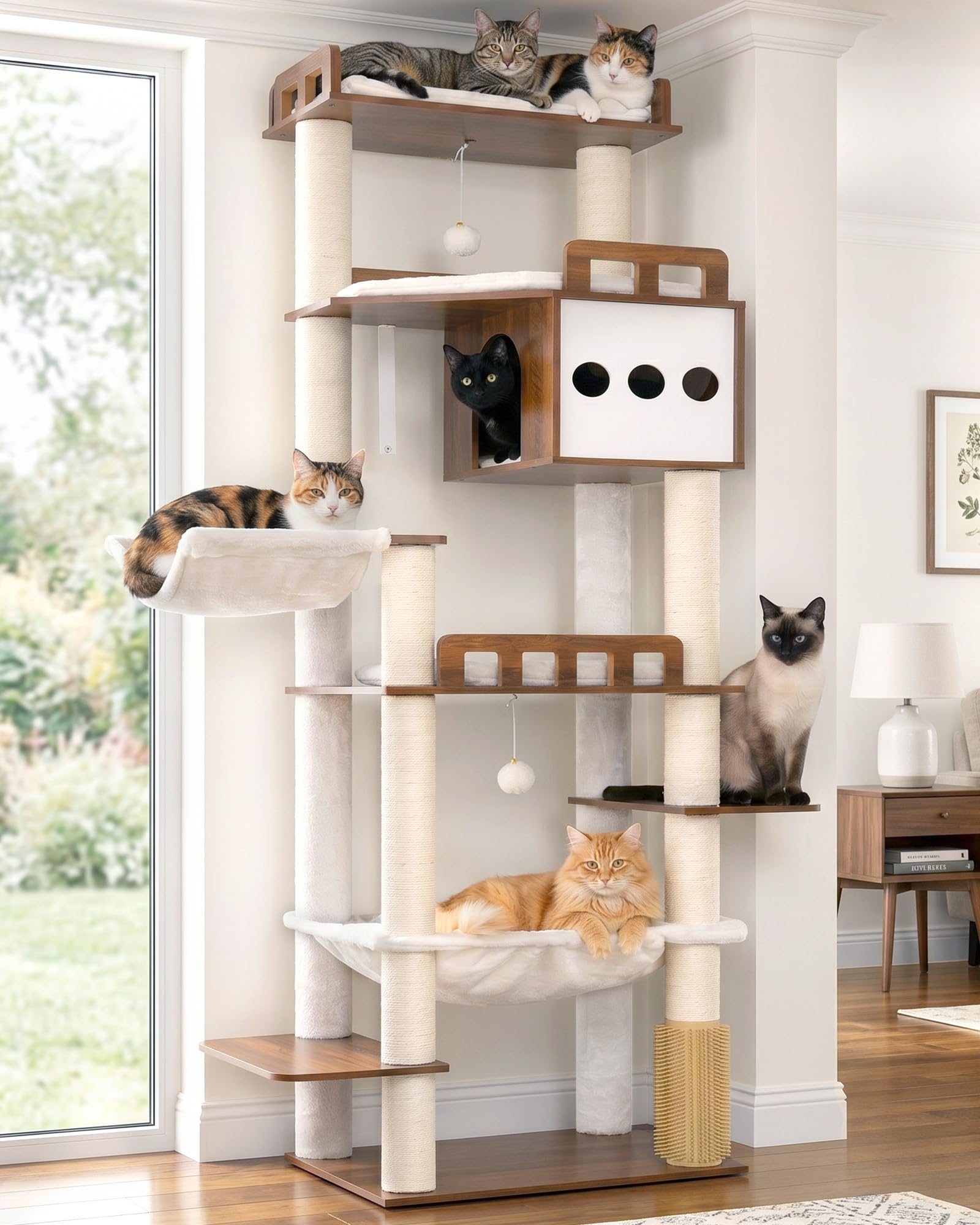 View 1 of Gitelsnour Modern Cat Tree, 76'' Tall Cat Tower - 3 Big Platform GCT103EB