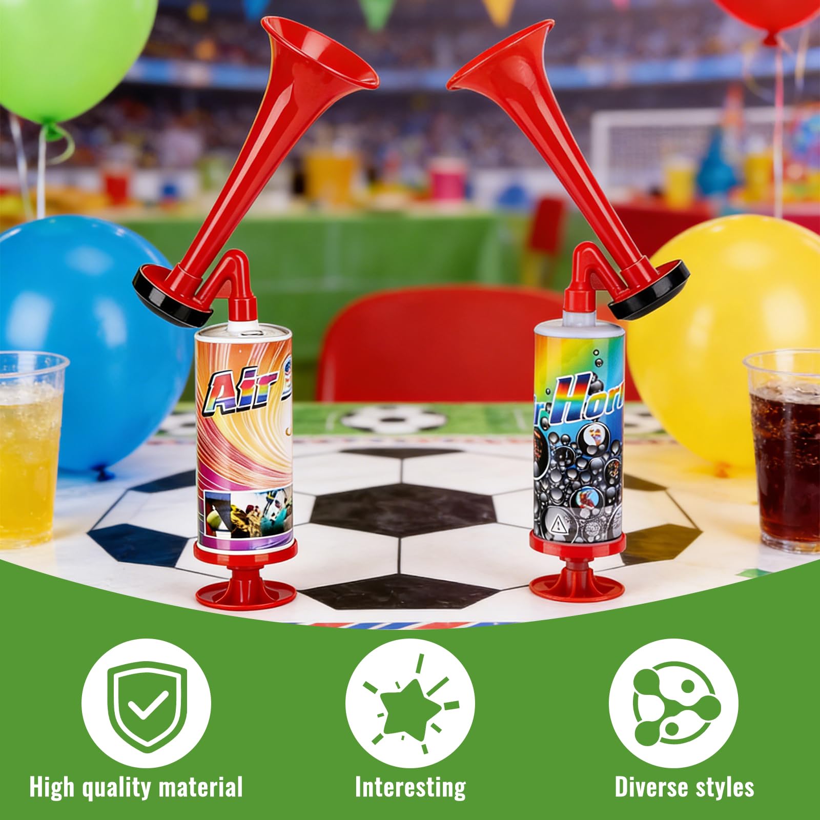 Tromba Stadio ad Aria Manuale, 2 Pezzi Palmare Air Horn Stadion Trombo, Trombe ad Aria Compressa per Tifare alle Partite e alle Feste della Coppa del Mondo