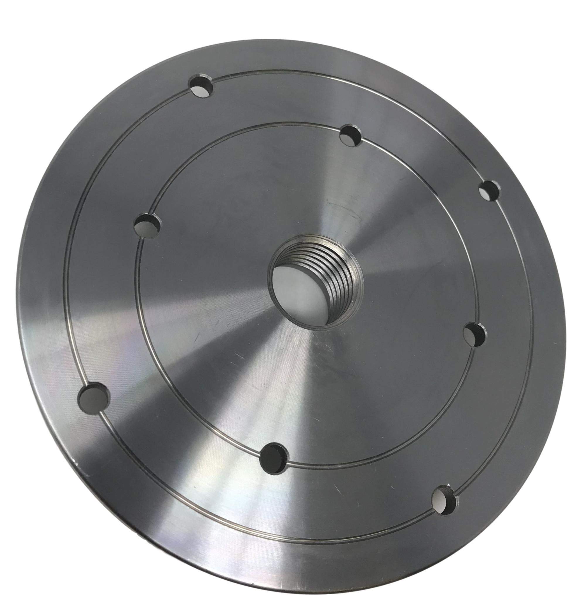 6" Steel Wood Lathe Face Plate, 1" x 8tpi Threaded With Locking Set