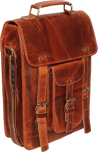 Miniatura 3 de jaald Leather Messenger Bag Laptop Case Office Briefcase Gift For Men Computer Distressed Shoulder Bag
