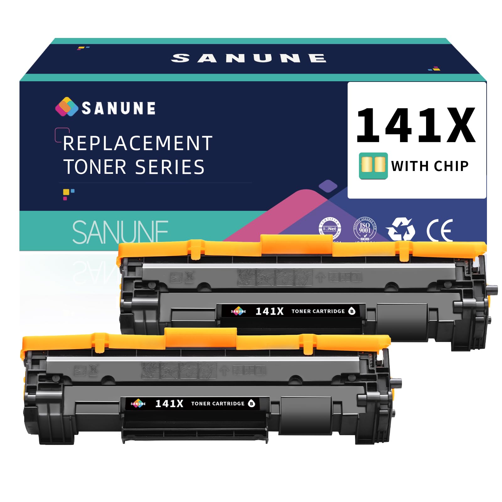 SANUNE 141X Toner Cartridge High Yield (with Chip) Replacement for HP 141A 141X W1410A W1410X Black Toner Cartridges for HP M139w M110w M140w Printer
