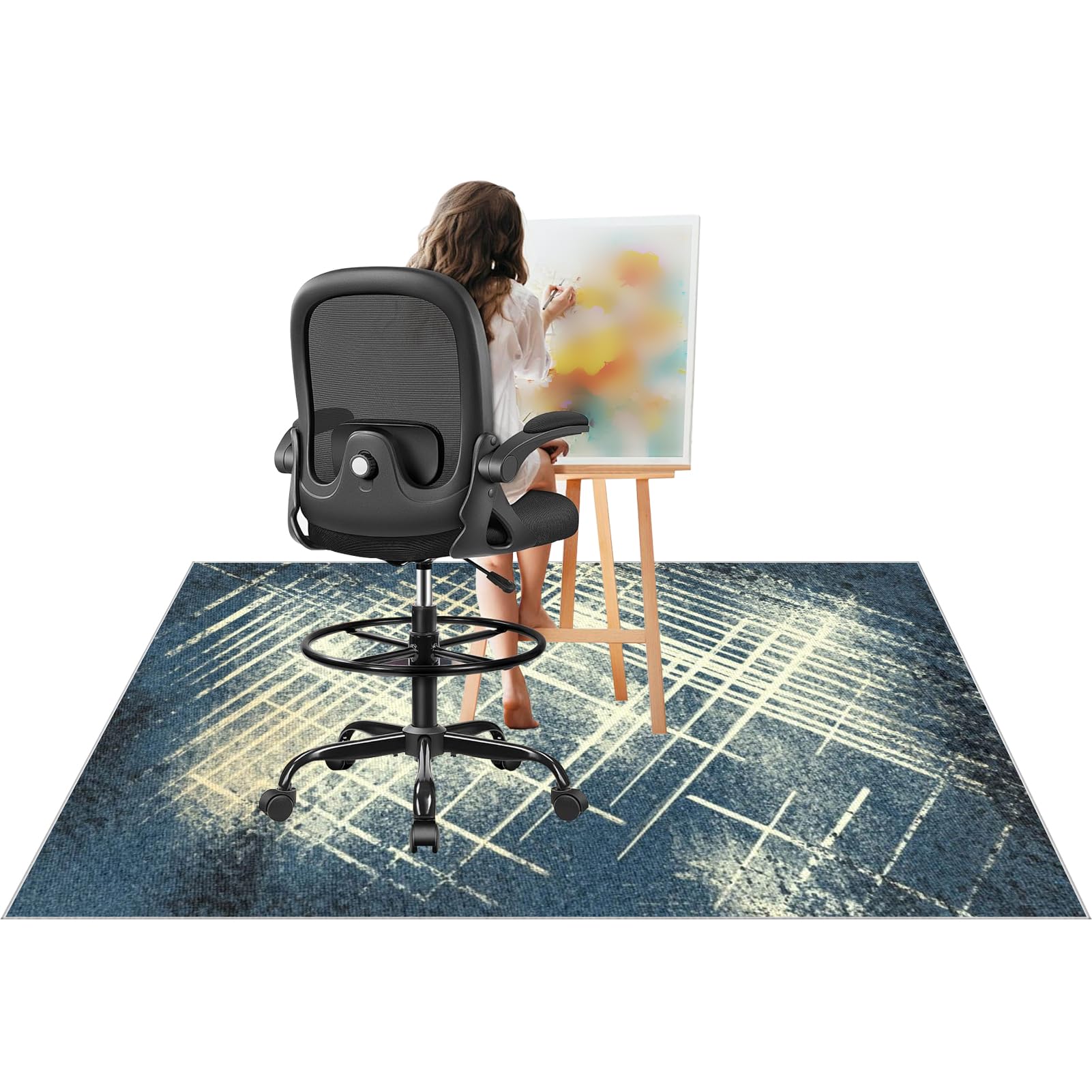Tappeto Sedia Ufficio, Tappeto Salvapavimento Antiscivolo, Tappeto Sedia Gaming, Tappetino per Sedia da Scrivania, Tappetino Protettivo per Pavimenti Duri, Tappeto per Sedia con Ruote 150 x 180 cm
