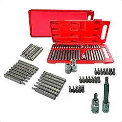 Jogo 40 Peças Bits Torx Allen Multidentado Longo e Curto CR-V c/Adaptadores Maleta Profissional Para Parafusadeiras