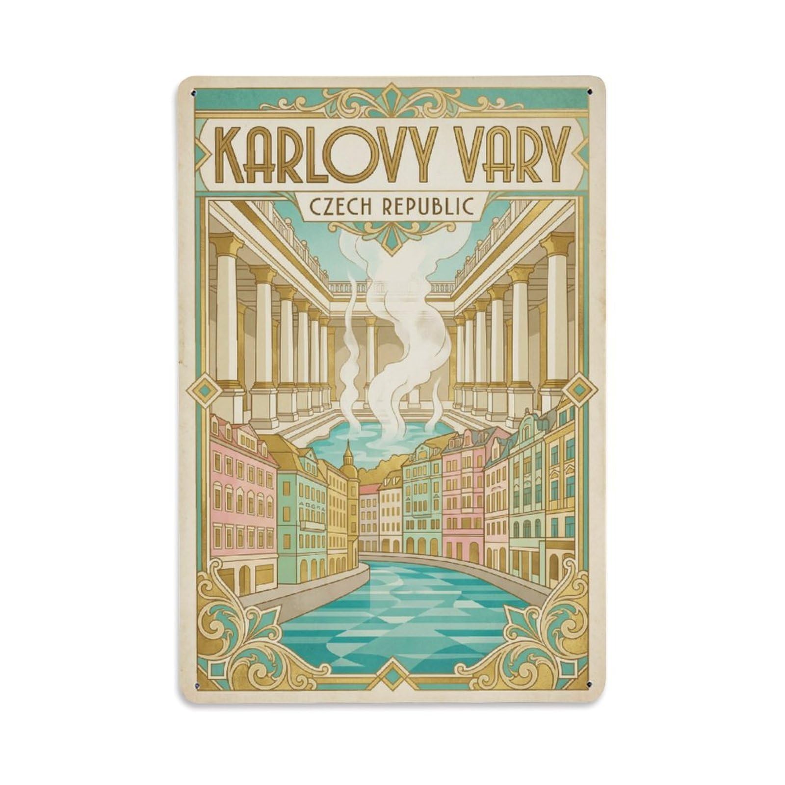 Retro Czechia Karlovy Vary Travel Metal Tin Sign