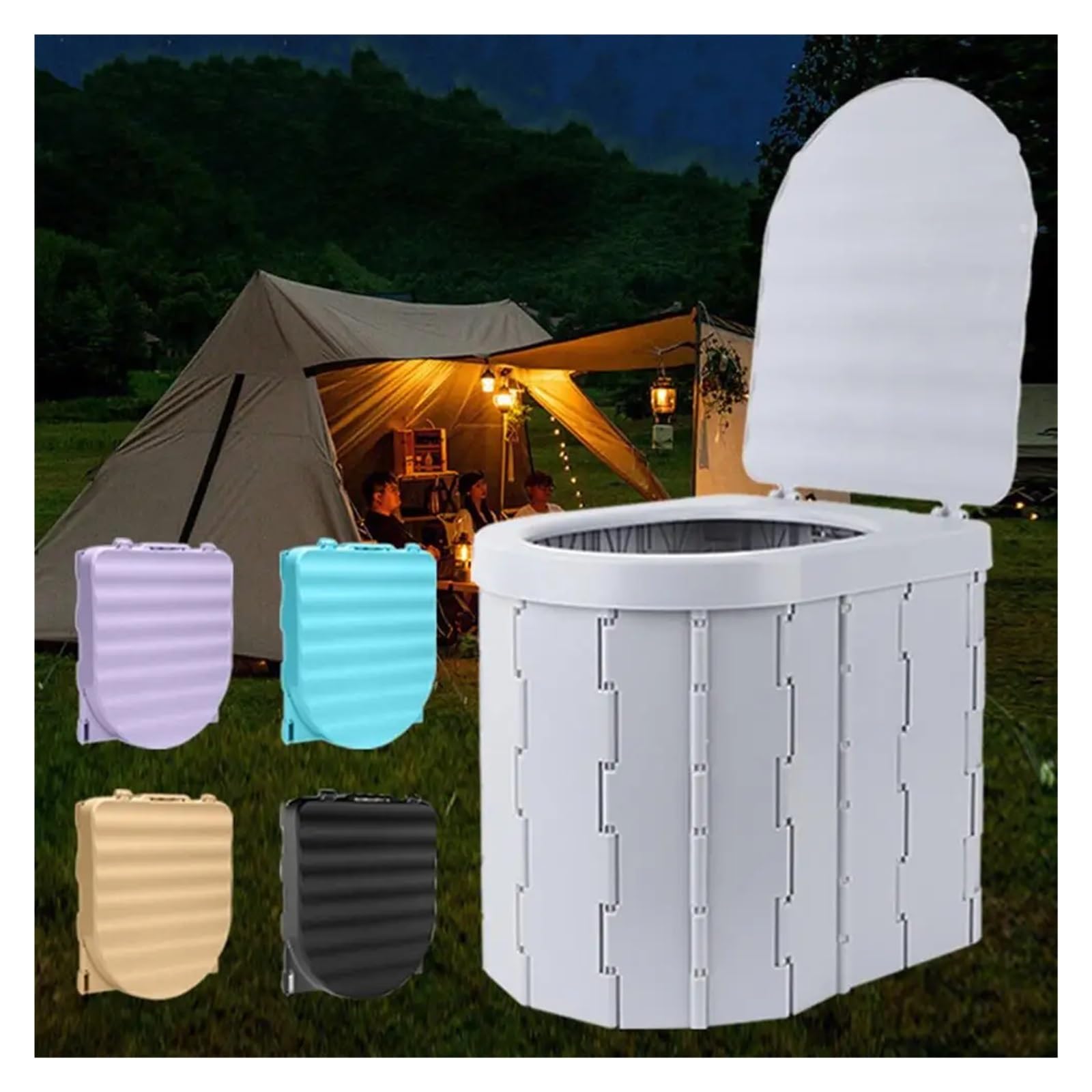 Inodoro Plegable Inodoro Plegable For Acampar con Tapa, De Viaje, Asiento Ancho, Orinal Coche Adultos