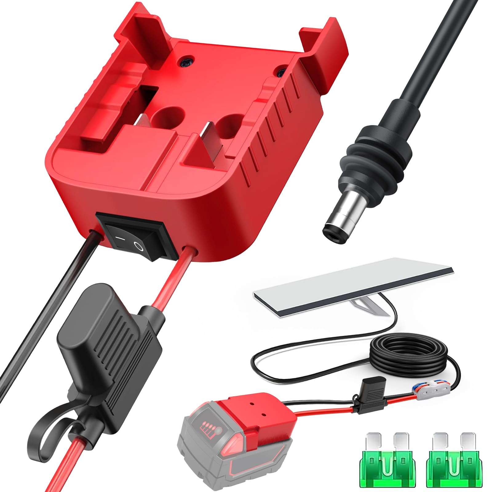 Starlink Mini DC Power Cable for Milwaukee M18 Battery - Battery Adapter with Waterproof DC, Fuses & Wire Terminals, Starlink Mini Accessories