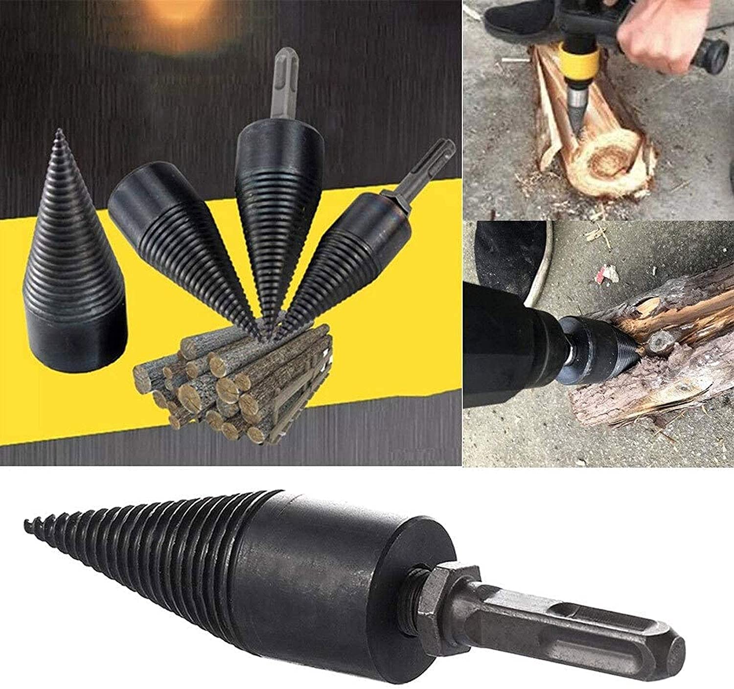 42mm Spaccalegna Trapano,Spaccalegna per Uso Domestico,Spaccalegna Vite Conica,Spaccalegna Manic,Spaccalegna in Acciaio,Trapano a Gradini Taglia-Legno,Spaccalegna Elettrico Legna,Spaccalegna