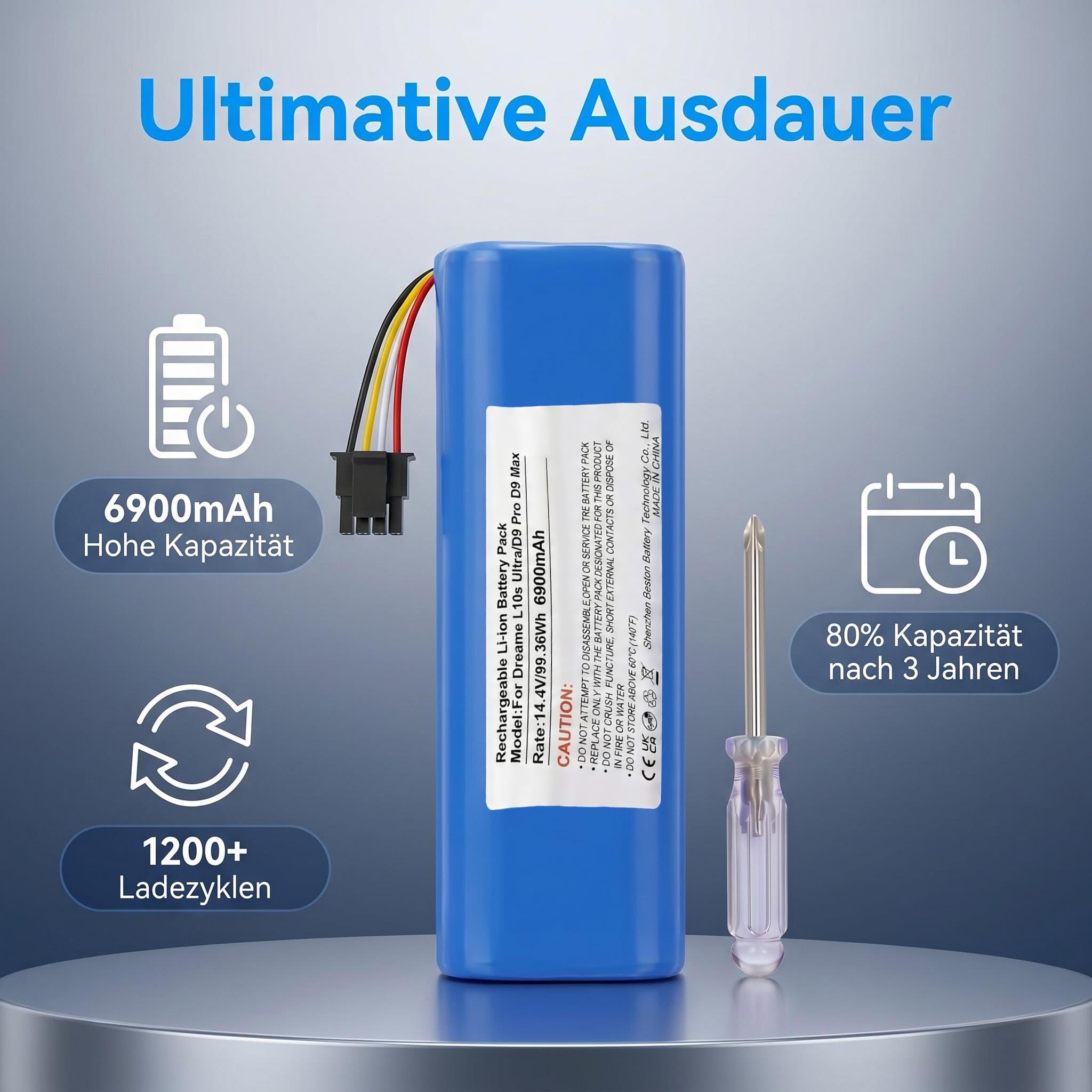 14,4V 6900mAh Akku für Dreame L10s Ultra,D9 Pro D9 Max,D10/D10 Plus/D10s/L10/ L10s/Z10 Pro Roboter Staubsauger