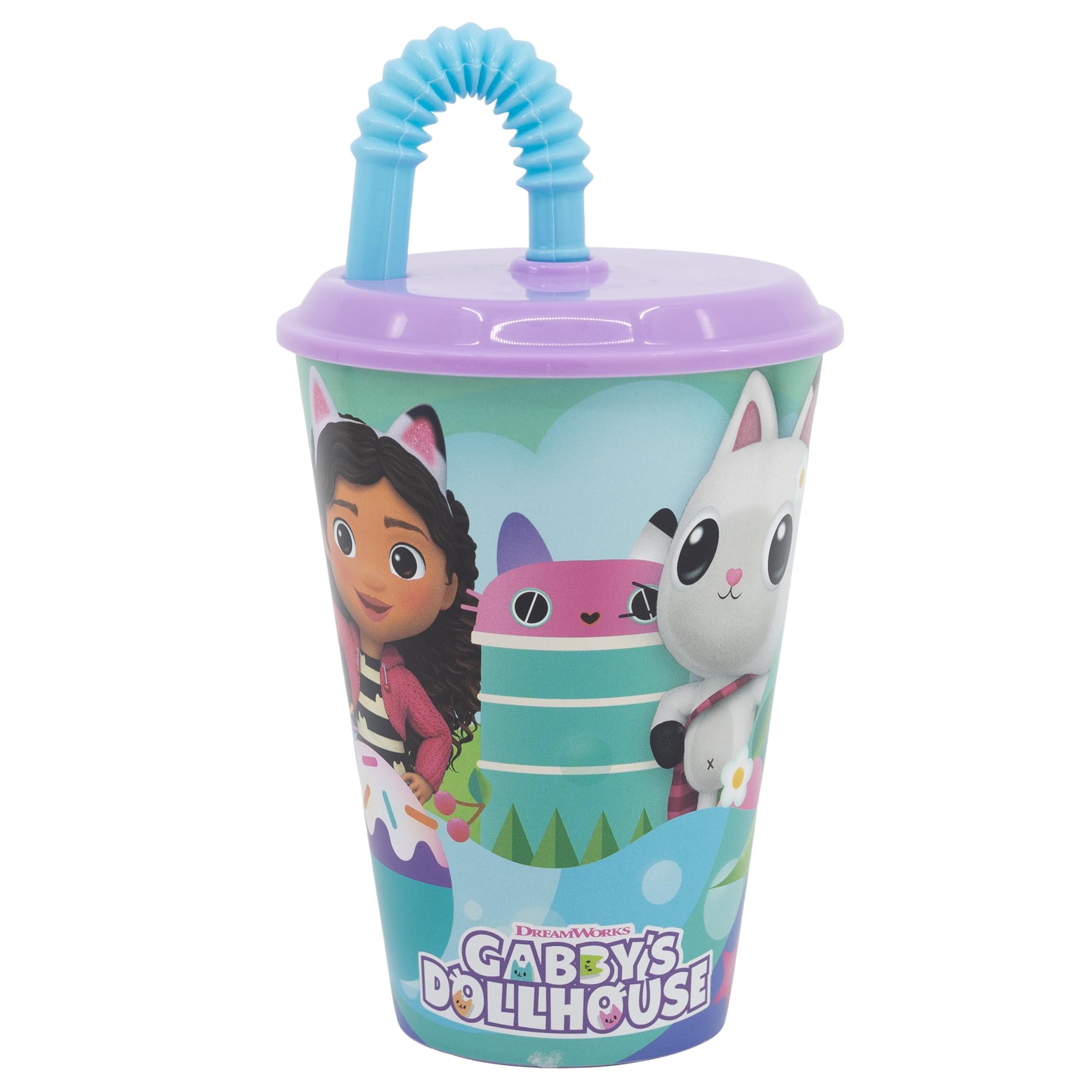 Stor Gabby’s Dollhouse Reusable Cup with lid and Straw 430 ml