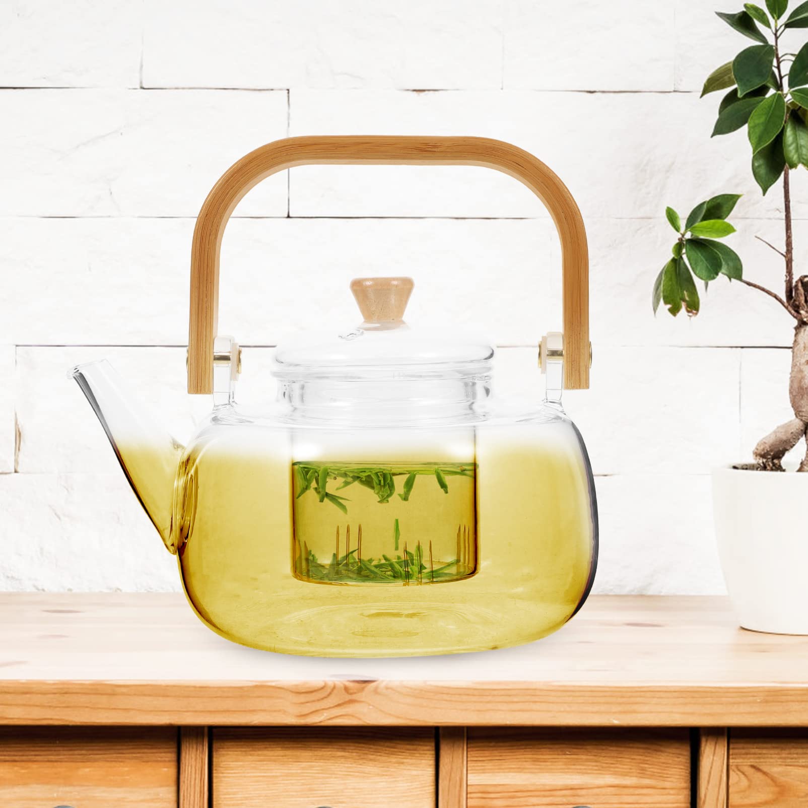 UPKOCH Herd Macht Kaffeekochtopf Chinesischem Glas Wasserkocher Mit Klarem Wasser Teekessel Glas Aus Chinesischem Büro Holz Kaltes Wasser Nachmittagstee
