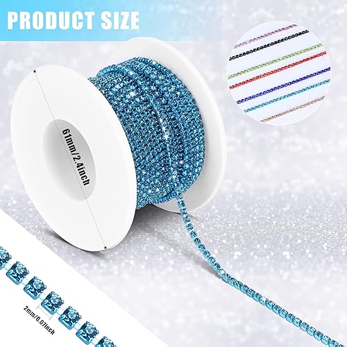 Miniatura 10 de Cadena de cierre de diamantes de imitación de cristal, 10 yardasrollo de 0.079 in de diamantes de imitación para manualidades de costura, decoración