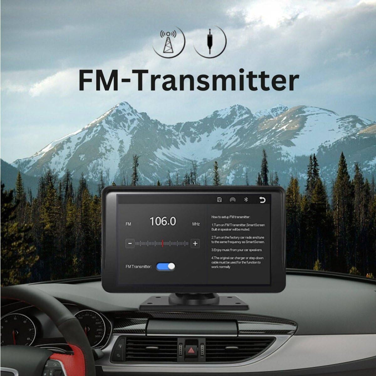 Elebest CarPlay 1090 – Kabelloses 9 Zoll Navigationssystem mit Android-Auto, Front- & Rückfahrkamera, HD-Display, GPS, Touchscreen, Dashcam, Bluetooth & Sprachsteuerung – Universell für Auto