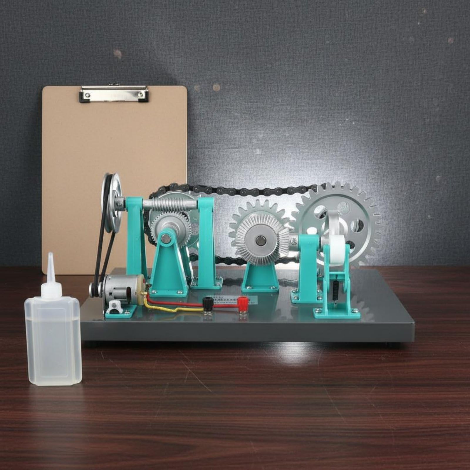 Milageto de Transmisión Mecánica Kit para Aprendizaje Modelo de Engranajes Transmisión de Cadena Base Metálica Componentes Investigación