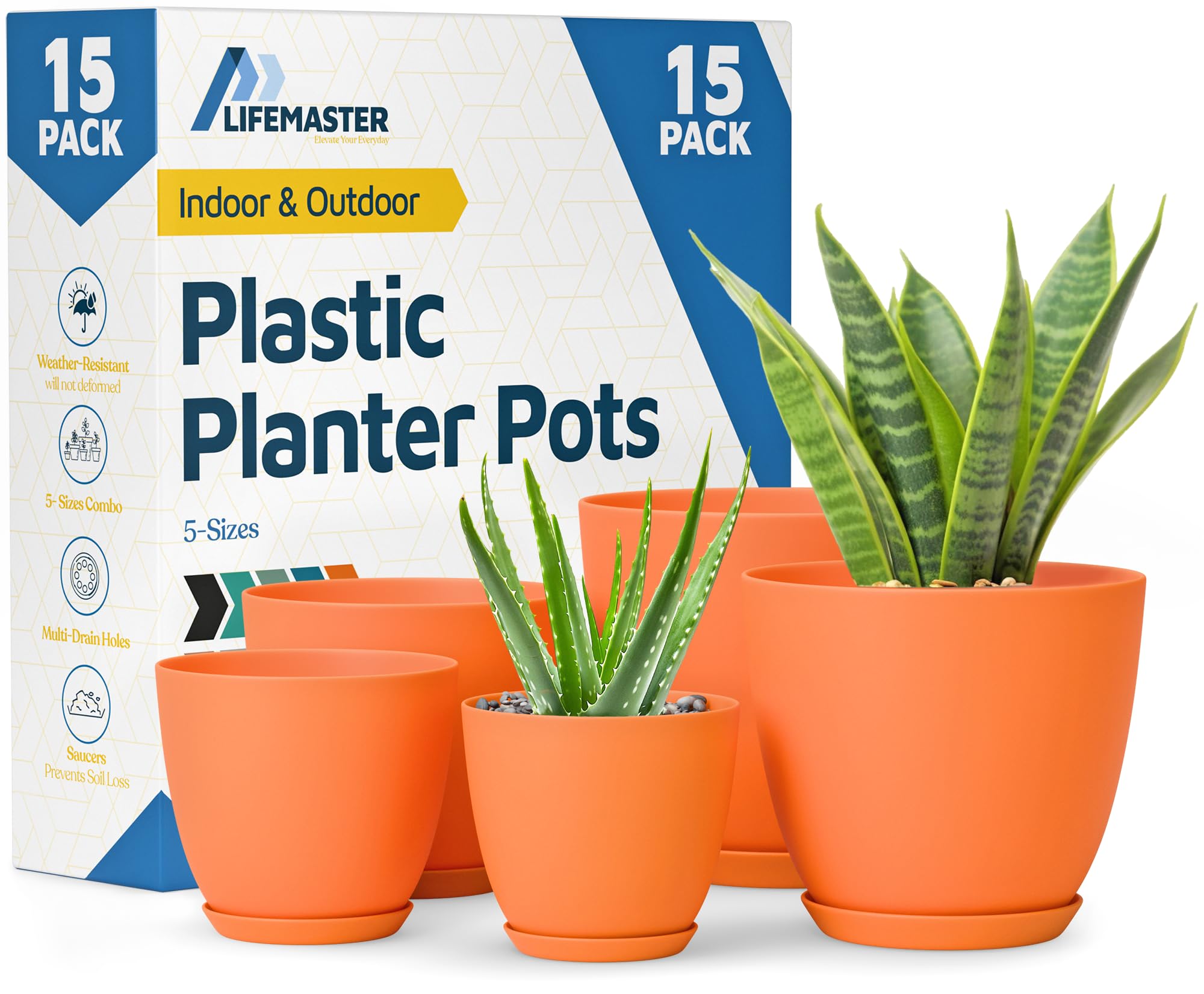 Amazon.com : Yellow Plant Pots with Drainage Holes & Saucers 15