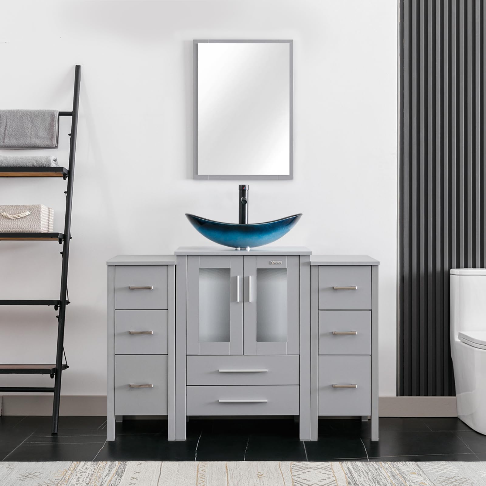 eclife 48 inch Modern Bathroom Vanity Sink Combo with Side Cabinet