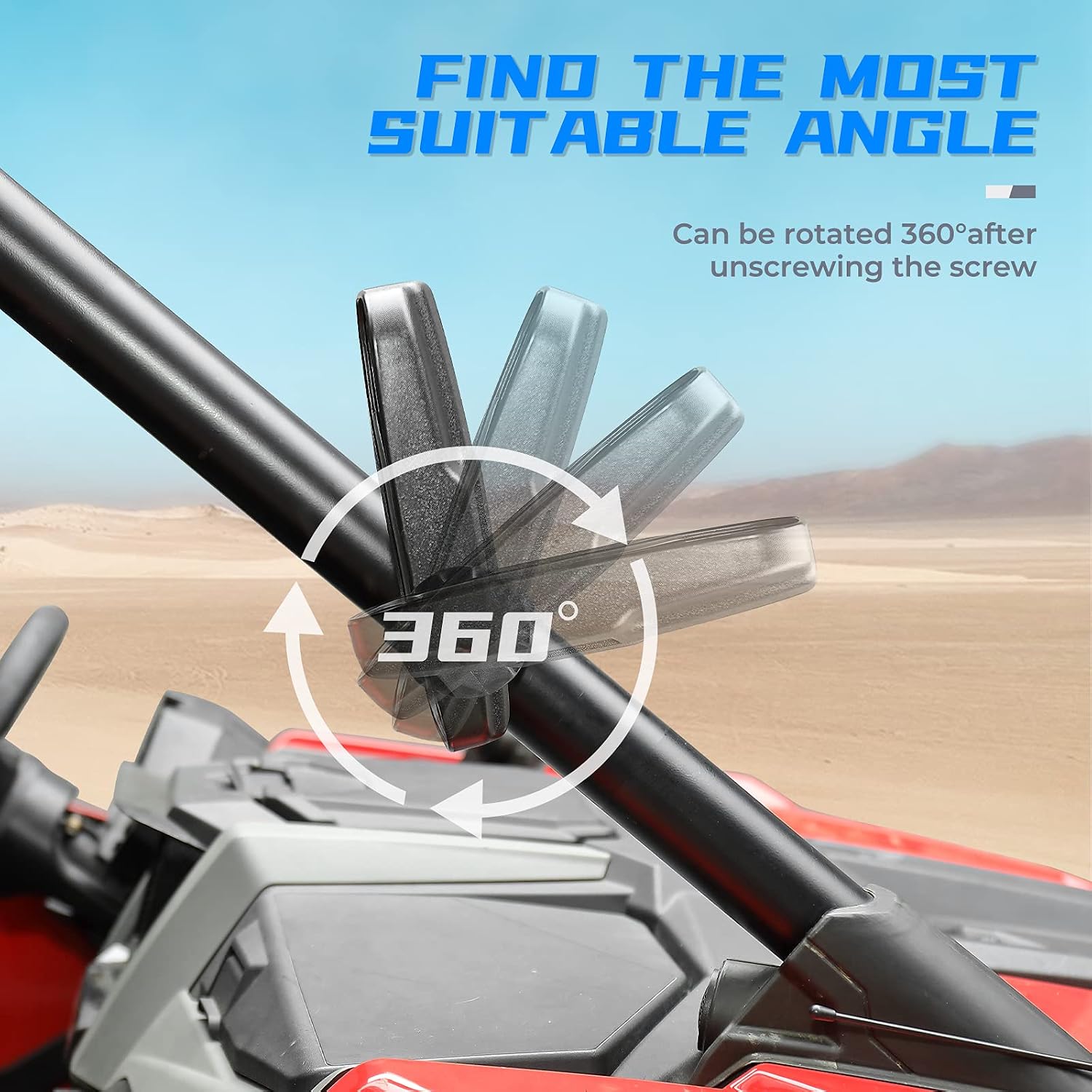 Kemimoto UTV Mirrors, RZR Side Mirror with 1.75''-2'' Roll Cage SXS Mirror Compatible with Polaris RZR XP 1000 570 800 900 Yamaha Rhino Kawasaki Teryx Mule Honda Pioneer Can-Am Maverick, Adjustable