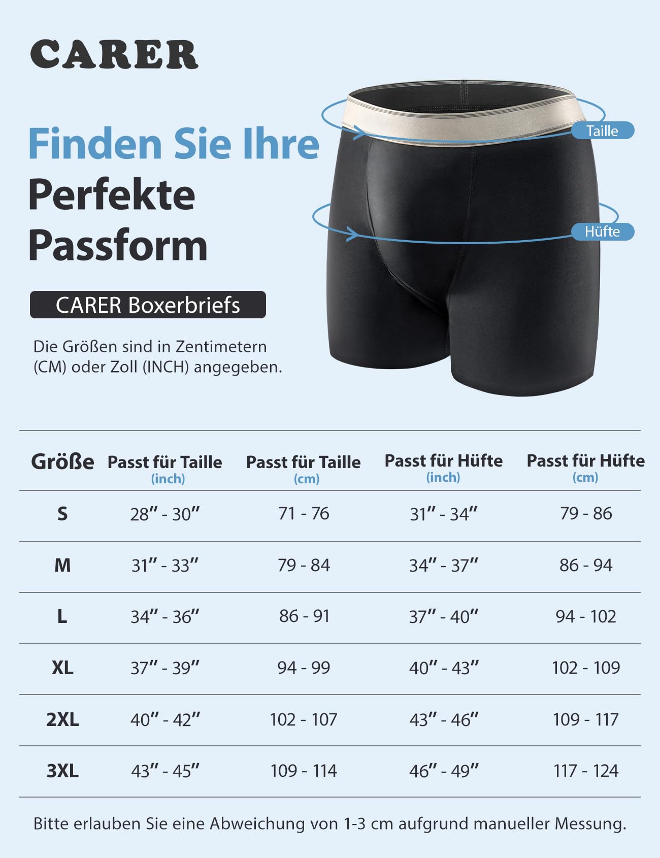 Carer 3er-Pack Waschbare Inkontinenz Pants Männer aus Baumwolle Herren-Boxershorts für Inkontinenz mit 150 ml Pad wiederverwendbar leckgeschützt Schwarz Größe L