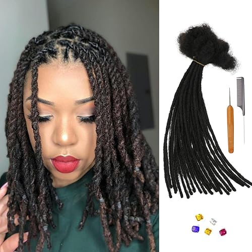 KYNLEY Extensiones permanentes de cabello humano de 10 pulgadas, 30 hebras de 0.2 in, extensiones de rastas de cabello humano para hombres, mujeres