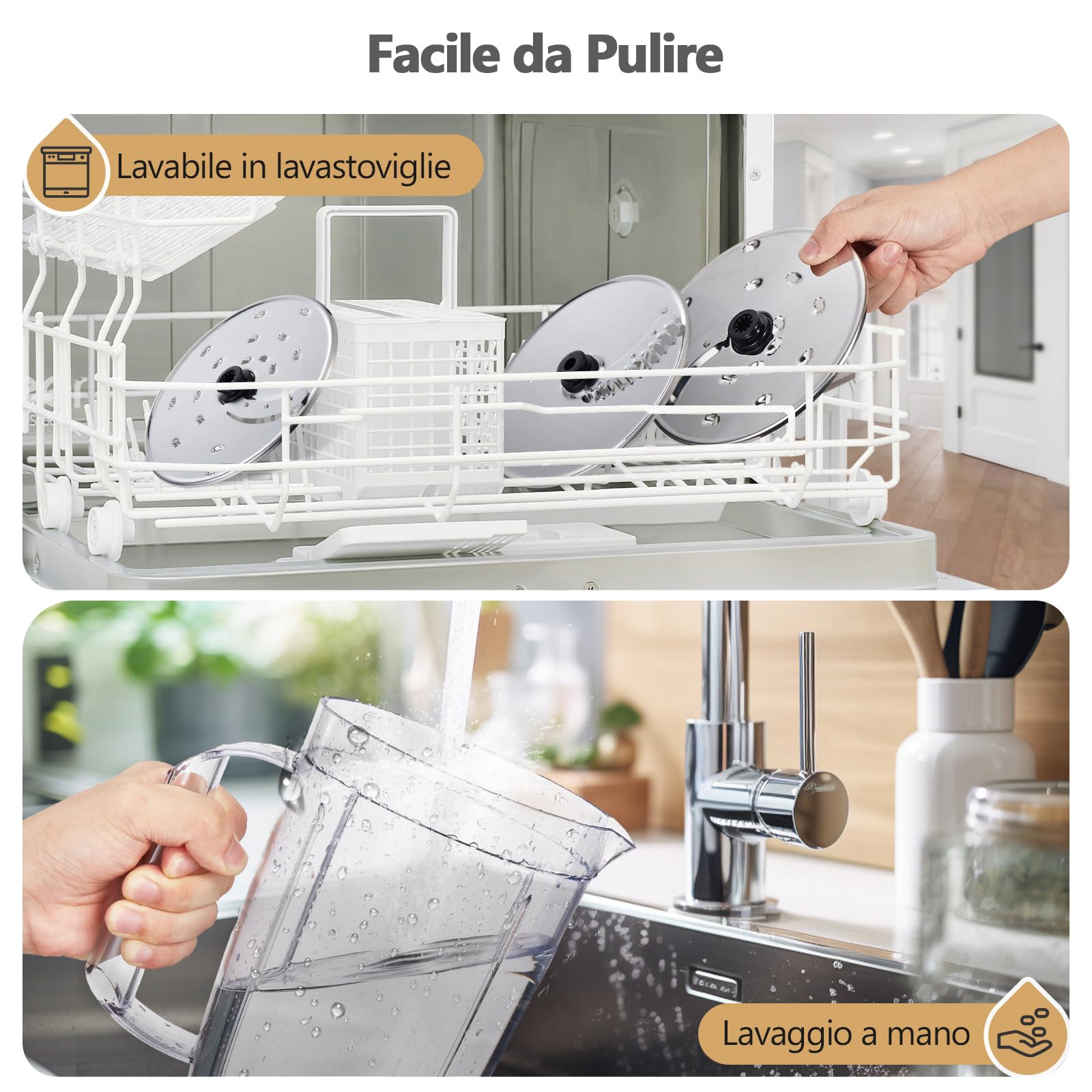 YASHE Robot da Cucina Multifunzione – Frullatore, Impastatrice, Tritatutto, Spremiagrumi, Macchina per Impastare con Ciotola da 2,5L e Caraffa Frullatore da 1,5L, 3 Velocità con Funzione Pulse