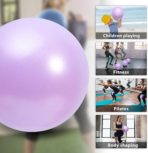 Miniatura 4 de Cikyner Pelota de pilates suave, pequeña pelota de ejercicio de 9.1-9.8 in, mini pelota de gimnasio con popote inflable, adecuada para pilates,
