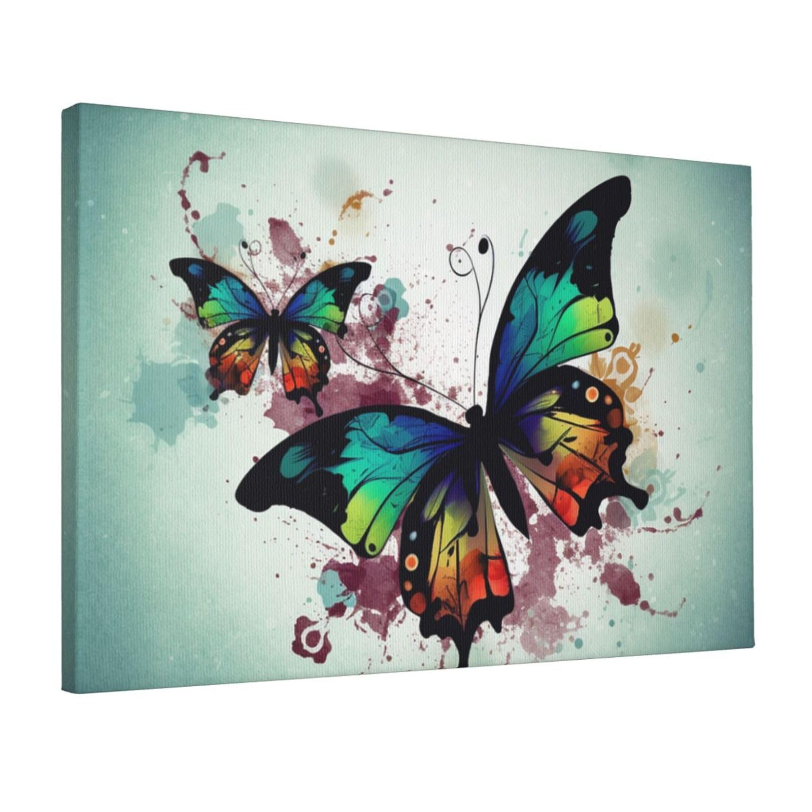 Canvas Wall Art for Living Room Wall Decor 12"x18" Modern Artwork Painting Pictures Hanging Canvas Prints Artistic Butterfly Aesthetic Wall Art for Bedroom Bathroom Office Wallart Decor