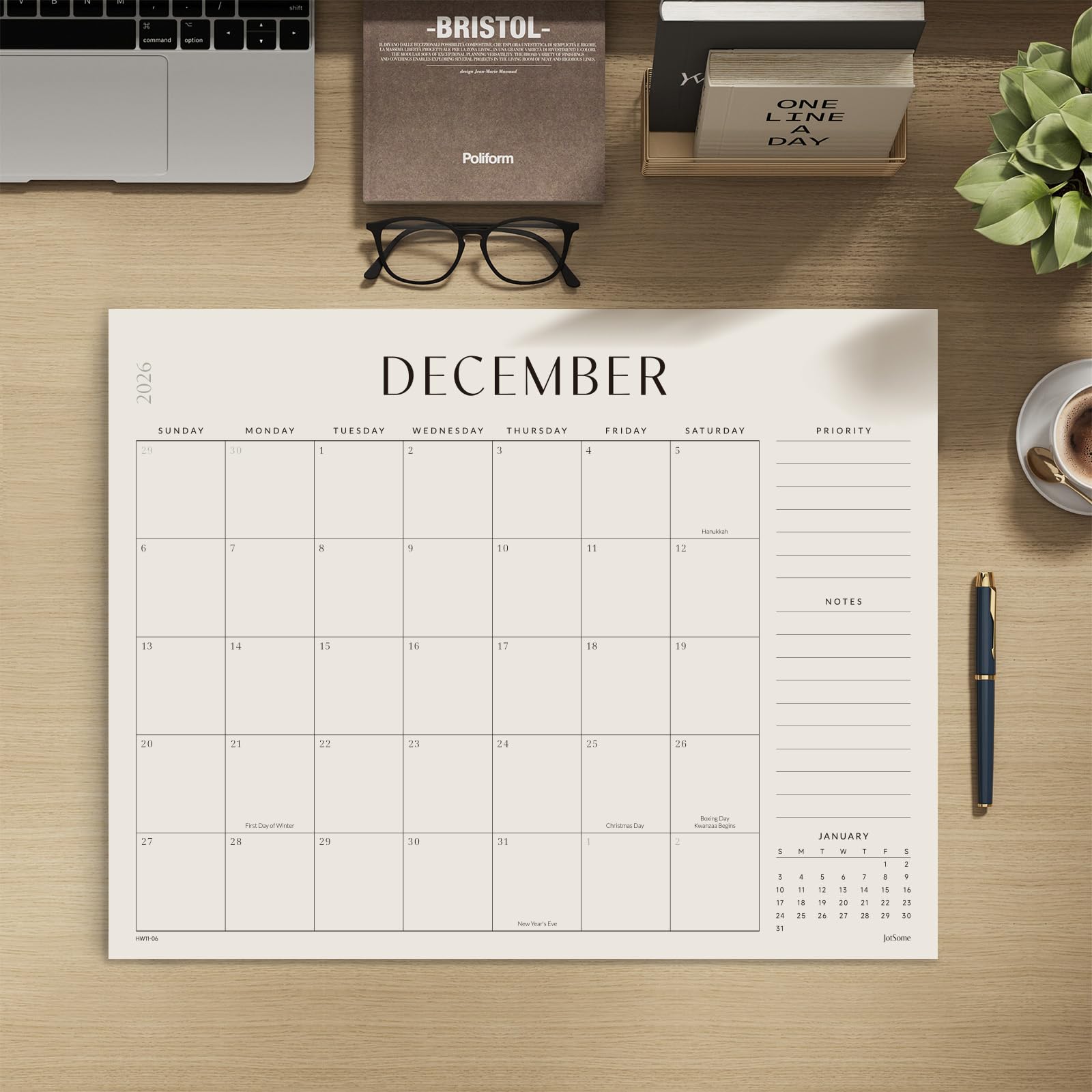 Jotsome Grand calendrier de bureau 2026-2027, calendrier académique