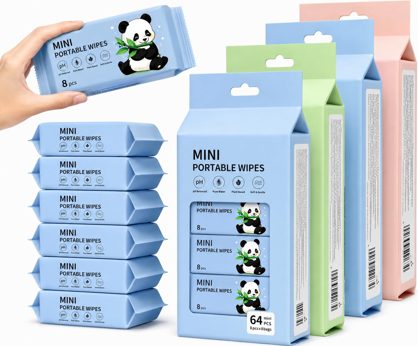 Panda Cleaning Wipes (Pack of 8), Portable Wet Cleaning Wipes for Hands, Face & Everyday Surfaces, Travel Size Disposable Moist Wipes for Home, Office, Car & Outdoor Use-picture-45
