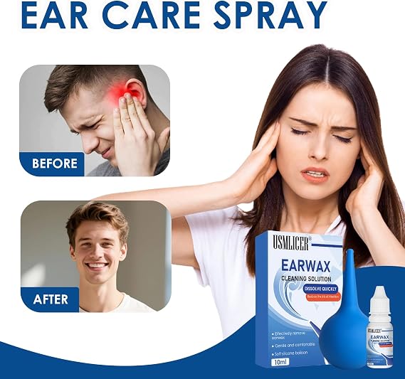 10ml Ear Wax Remover, Rapidly Dissolving Ear Drops for Ear Cleaning, Effective Dissolves Excessive, Hardened Ear Wax, Ear Cleansing Solution for Home, Travel & Daily Use