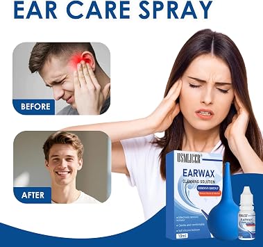 10ml Ear Wax Remover, Rapidly Dissolving Ear Drops for Ear Cleaning, Effective Dissolves Excessive, Hardened Ear Wax, Ear Cleansing Solution for Home, Travel & Daily Use