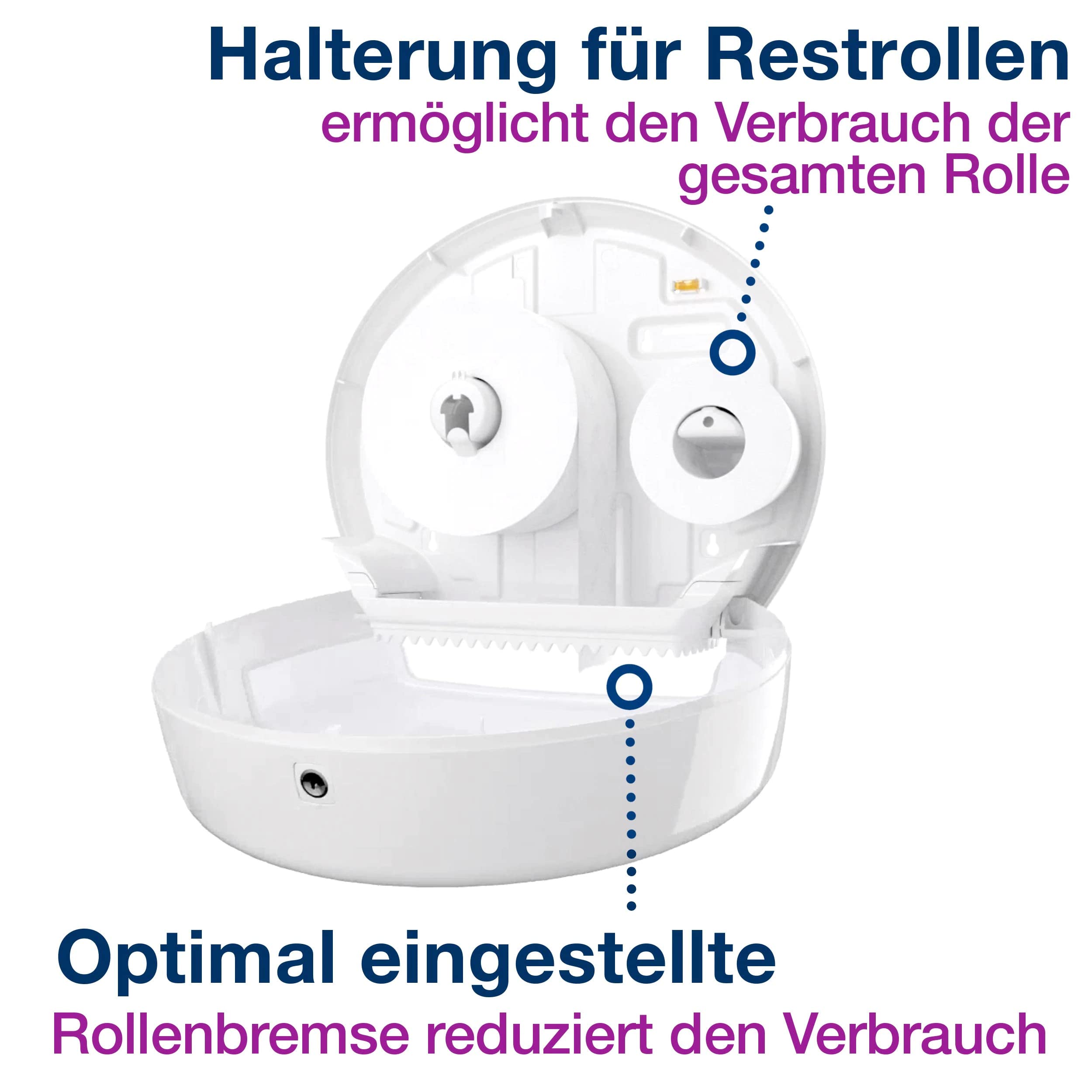 Tork 554000 Spender für Jumbo Toilettenpapier T1 / Tork Toilettenpapierspender mit extra hoher Kapazität in Weiß