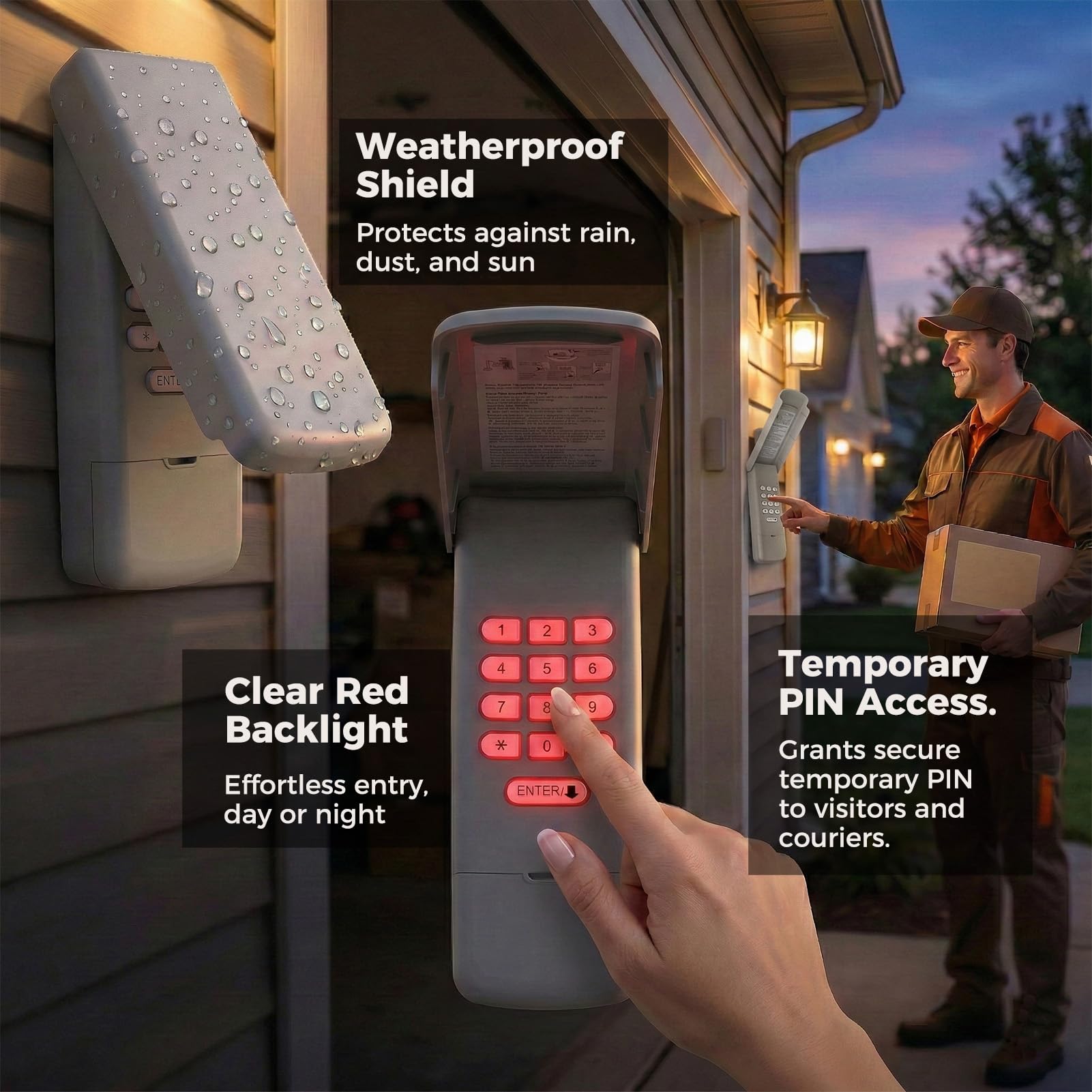 3-in-1 Universal Garage Door Opener Keypad with 2 Keychain Remote Compatible with Liftmaster Chamberlain Craftsman with Yellow Purple Red Orange Green Learn Button Replaces 877MAX 878MAX 893MAX 973LM — view 4