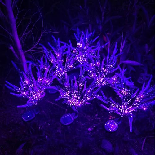Miniatura 5 de Paquete de 2 luces solares para exteriores, luces de jardín de lavanda, impermeables, luces decorativas insertadas para patio, iluminación de
