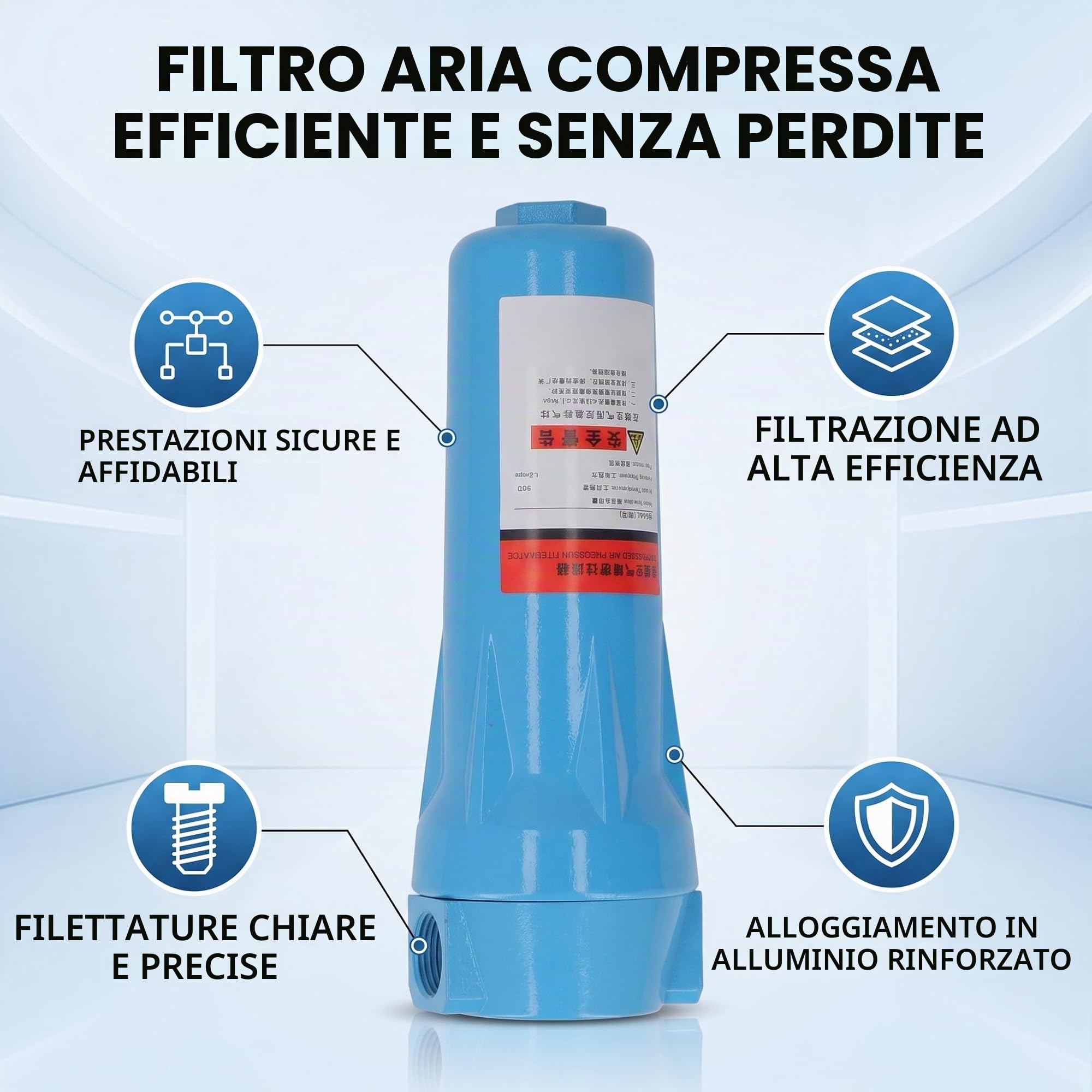 Naroote Essiccatore per Compressore, Essiccatore per Compressore d'Aria Essiccatore Compresso Filtro 'Aria Filettatura Trasparente Perdita Alloggiamento Ispessito Serbatoio di
