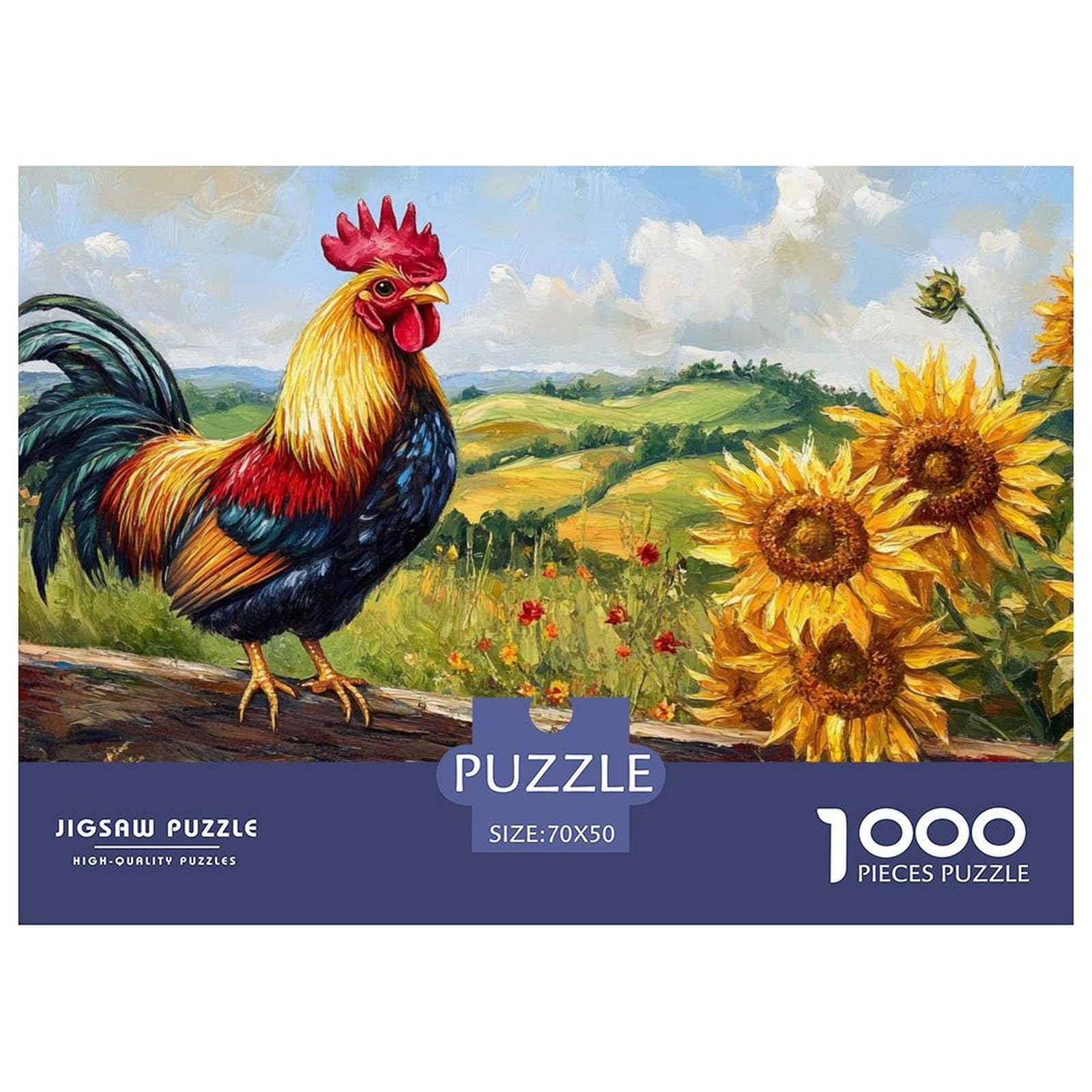 Jigsaw Rooster 1000 Piece Challenge Game for Adults,Farmyard Scene Impossible Jigsaw Puzzles 1000 Piece Educational Games for Adults Or Families 70x50cm/1000pcs