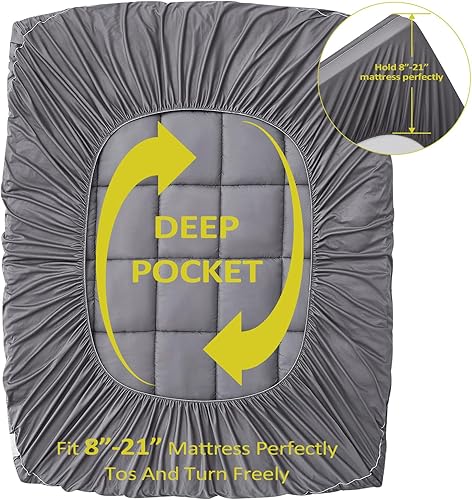 Miniatura 6 de Cubrecolchón tamaño individual para personas que duermen con calor, ultra suave y transpirable, relleno de fibra de soja natural con bolsillo